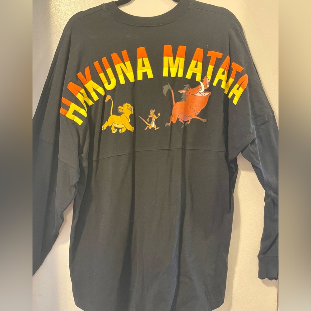 Disney Black "Hakuna Matata" Long Sleeve Tee with Yellow & Orange Print